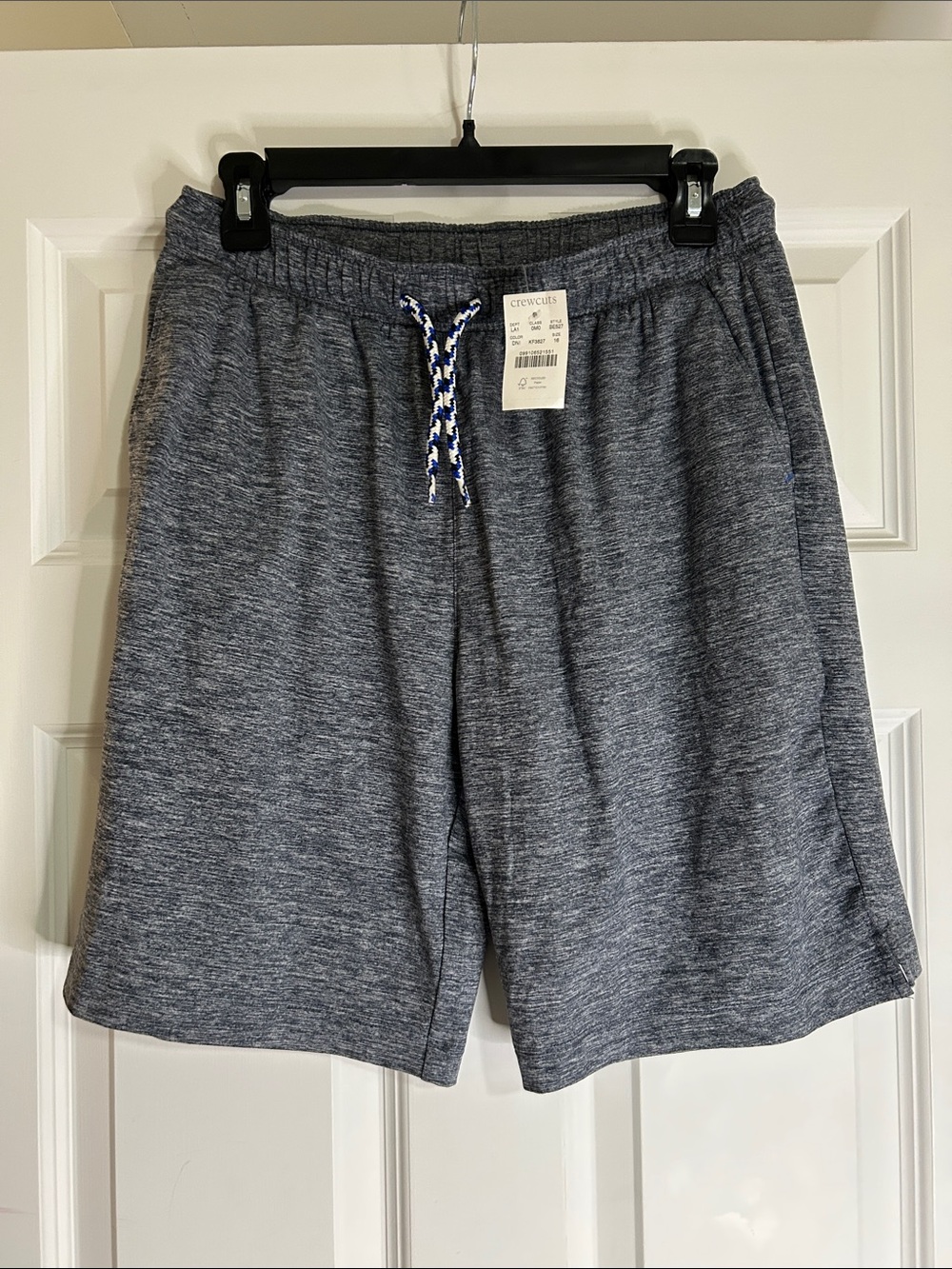 Crewcuts navy Heather Athletic Pull-On Shorts with Blue-White Drawcord
